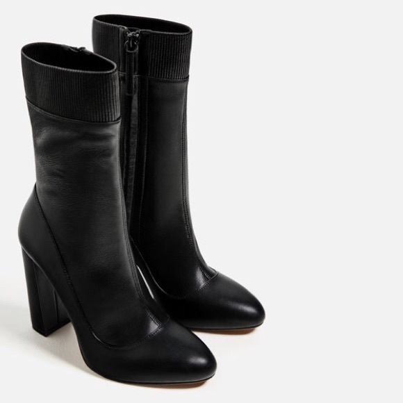 ZARA HIGH HEEL BLACK STRETCH ANKLE/CALF BOOT - Picture 4 of 7